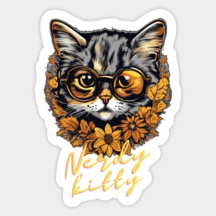 Nerdy Kitty Delight: Funny Aesthetic Smart Cat Art for Cat Lovers Sticker